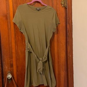 Front tie express shirt dress